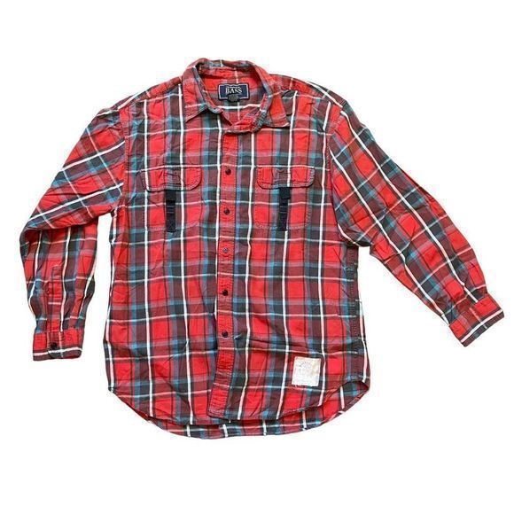 G.H. Bass & Co. Men's 100% Cotton Plaid Flannel Long Sleeve Button‎ Down Size M - Picture 1 of 9
